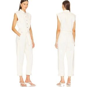 Rag & Bone Sleeveless White Button-Up Tie-Waist Jumpsuit Size 30